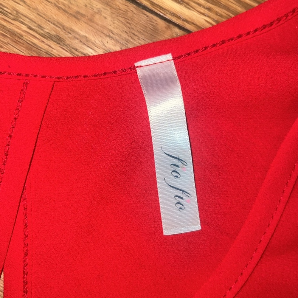 Fio Fio Red Sheer Blouse Size Large - Picture 2 of 6